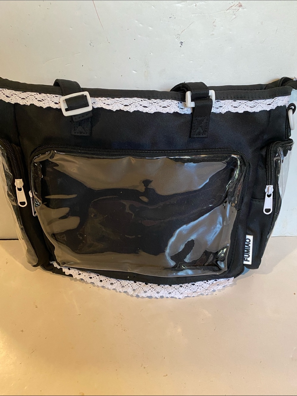 NWOT Japanese Lace Ita Bag with Clear PVC Front & Side Pockets